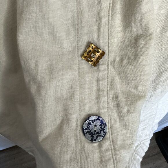 Soft Surroundings Tunic cotton knit Beige Oat top different unique buttons 1X - Picture 5 of 9